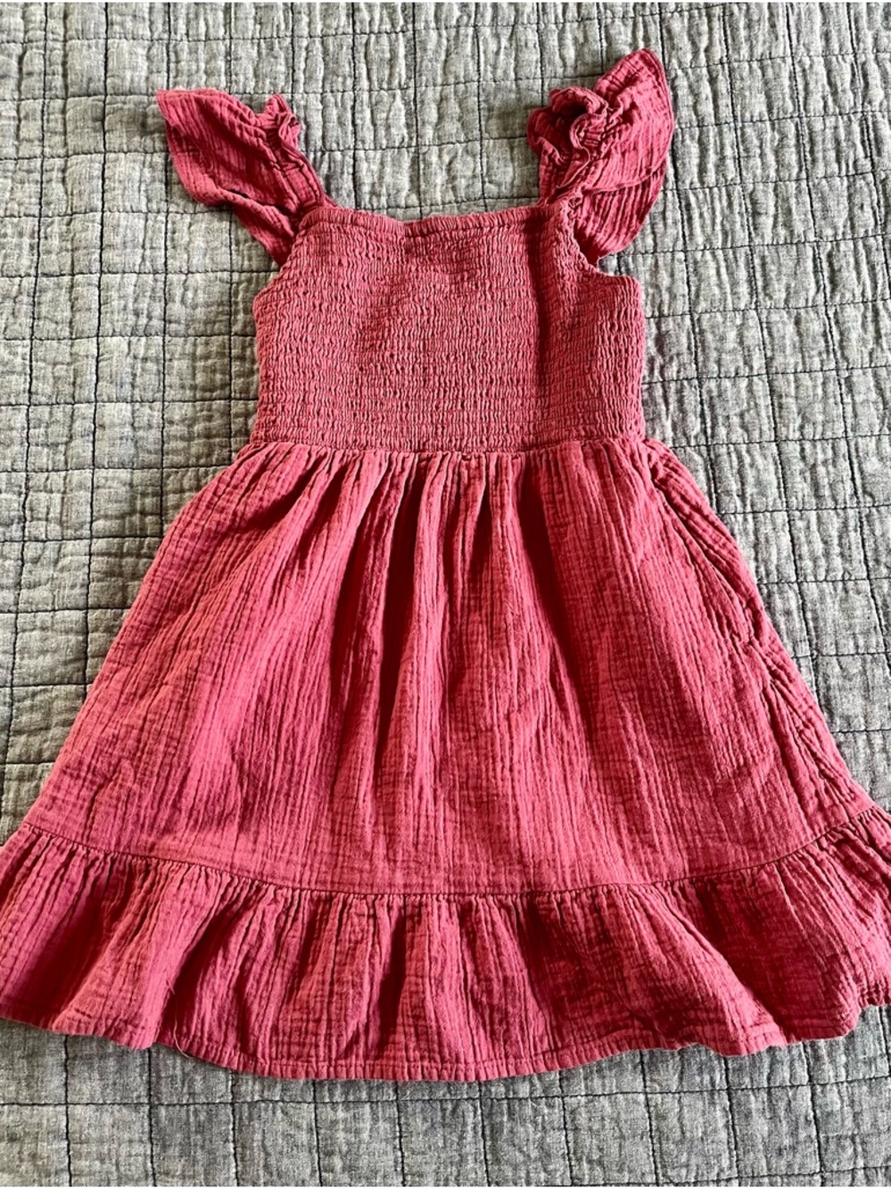Cat & Jack Raspberry Smocked Ruffle Strap Dress - Picture 1 of 3